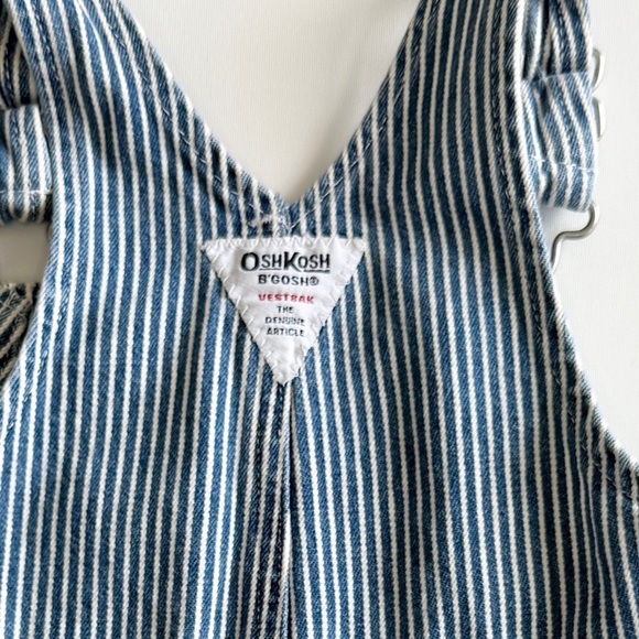 Vintage Oshkosh Bgosh Overalls Vestbak Blue White Stripe Denim Carpenter 3/6 MO - Picture 4 of 7